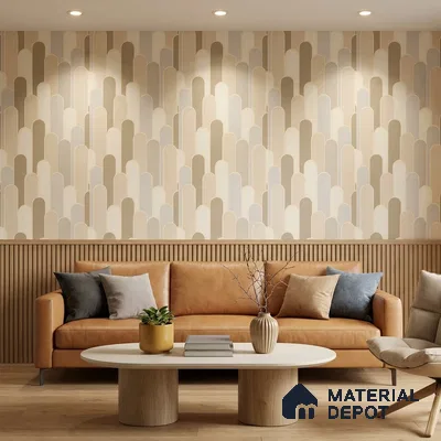 TC 707 | Warm Beige Retro Column Patterned Wallpaper - 5 Meter x 42 Inch, 57 Sq. Ft.