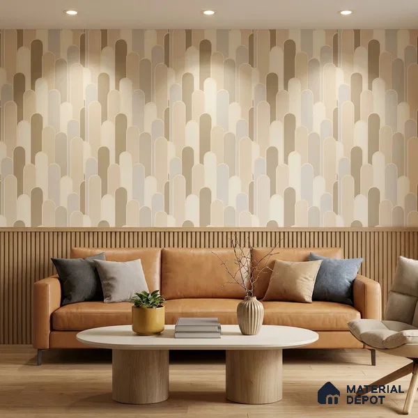 TC 707 | Warm Beige Retro Column Patterned Wallpaper - 5 Meter x 42 Inch, 57 Sq. Ft.