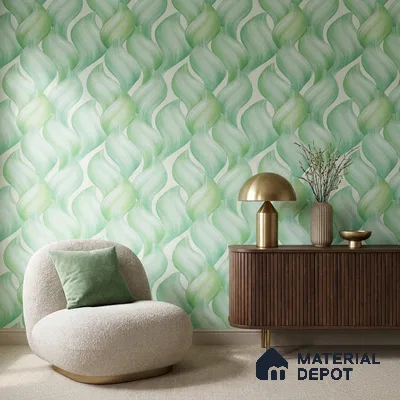 TC 714 | Mint Green Twisted Ribbon Abstract Look Wallpaper 5 Meter x 42 Inch - 57 Sq. Ft.