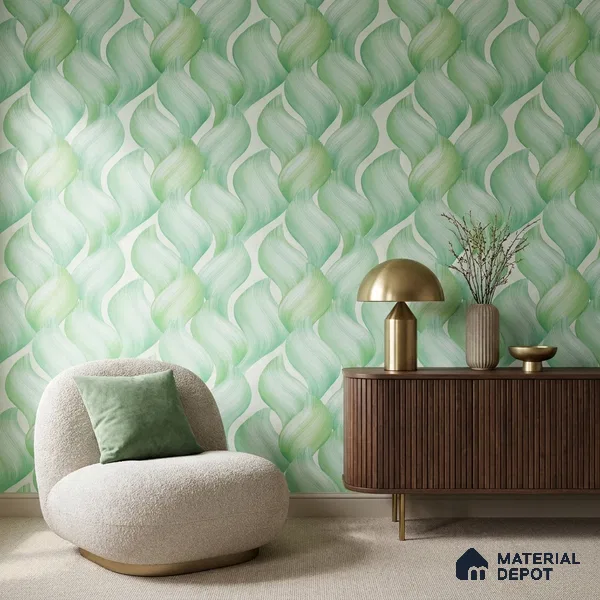 TC 714 | Mint Green Twisted Ribbon Abstract Look Wallpaper 5 Meter x 42 Inch - 57 Sq. Ft.