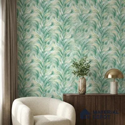 TC 720 | Teal Green Feather Plume Abstract Look Wallpaper 5 Meter x 42 Inch - 57 Sq. Ft.