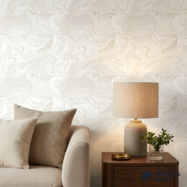 TC 782 | White Liquid Marble Look Wallpaper 5 Meter x 42 Inch - 57 Sq. Ft.