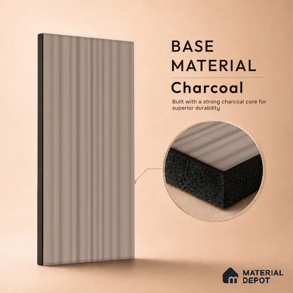 Mocha Brown Plain Colour Look PN 00001 9.5 ft x 4.8 inch Charcoal Panel - 12 mm | Suitable for Feature Wall, TV Unit & Living Room | Width is Subjected to 5% Variation