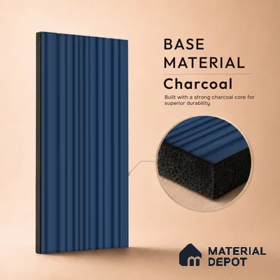 Prussian Blue Plain Colour Look PN 00517 9.5 ft x 4.8 inch Charcoal Panel - 12 mm | Suitable for Feature Wall, TV Unit & Living Room | Width is Subjected to 5% Variation