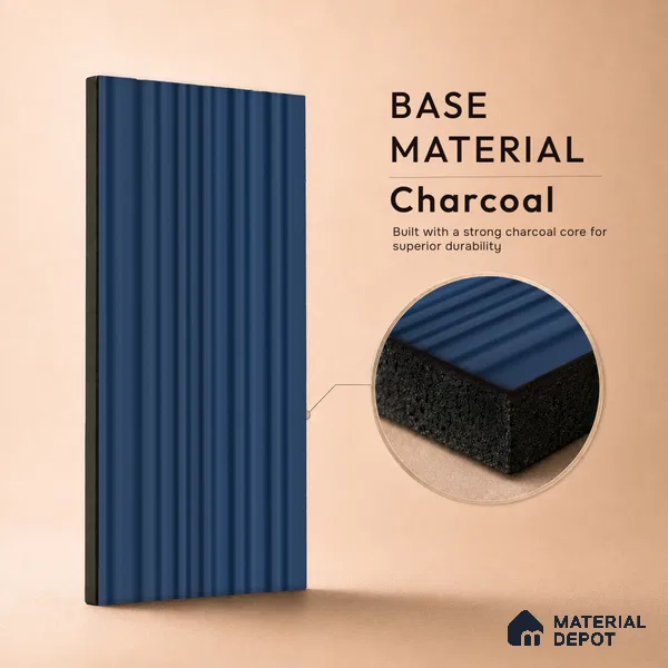 Prussian Blue Plain Colour Look PN 00517 9.5 ft x 4.8 inch Charcoal Panel - 12 mm | Suitable for Feature Wall, TV Unit & Living Room | Width is Subjected to 5% Variation