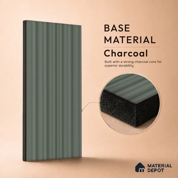 Smoke Grey Plain Colour Look PN 00518 9.5 ft x 4.8 inch Charcoal Panel - 12 mm | Suitable for Feature Wall, Living Room & Bedroom | Width is Subjected to 5% Variation