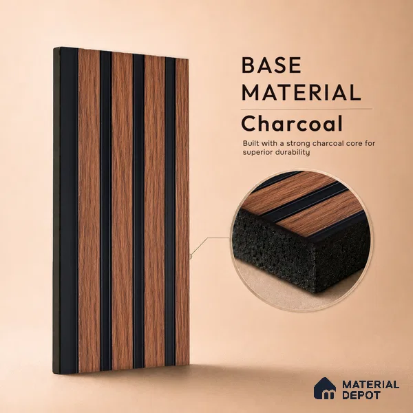Wooden Look PN 00645 8 ft x 4.8 inch Charcoal Panel - 11 mm | Suitable for Feature Wall, TV Unit & Living Room | Width is Subjected to 5% Variation