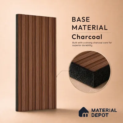 Wooden Look PN 00650 8 ft x 4.8 inch Charcoal Panel - 11 mm | Suitable for Feature Wall, TV Unit & Living Room | Width is Subjected to 5% Variation