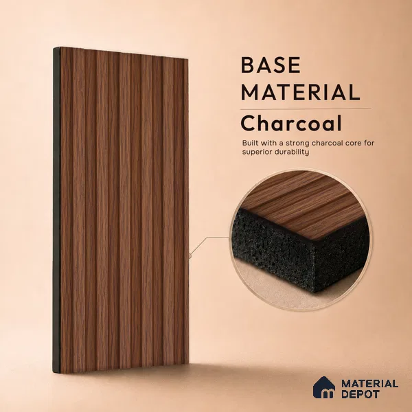 Wooden Look PN 00650 8 ft x 4.8 inch Charcoal Panel - 11 mm | Suitable for Feature Wall, TV Unit & Living Room | Width is Subjected to 5% Variation