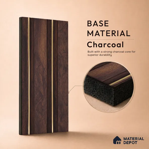 Wooden Look PN 00673 9.5 ft x 4.8 inch Charcoal Panel - 11 mm | Suitable for Feature Wall, TV Unit & Living Room | Width is Subjected to 5% Variation
