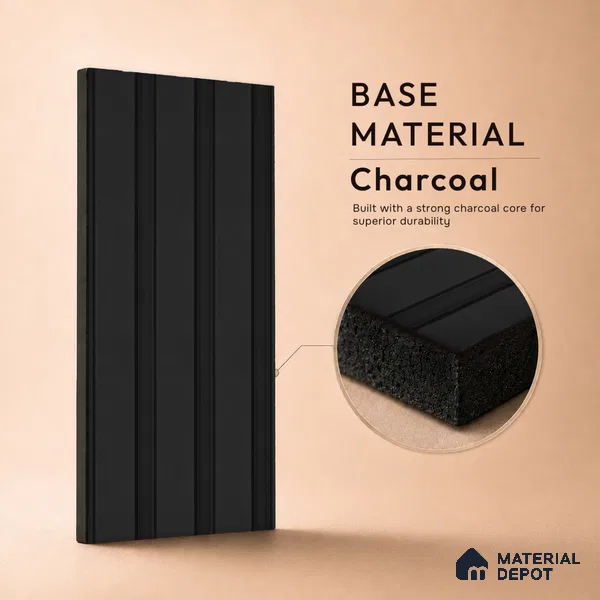 Graphite Black Plain Colour Look PN 03396 9.5 ft x 4.8 inch Charcoal Panel - 11 mm | Suitable for Feature Wall, TV Unit & Living Room | Width is Subjected to 5% Variation