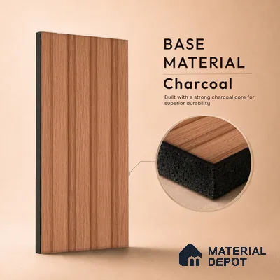 Wooden Look PN 03400 9.5 ft x 4.8 inch Charcoal Panel - 11 mm | Suitable for Feature Wall, TV Unit & Living Room | Width is Subjected to 5% Variation