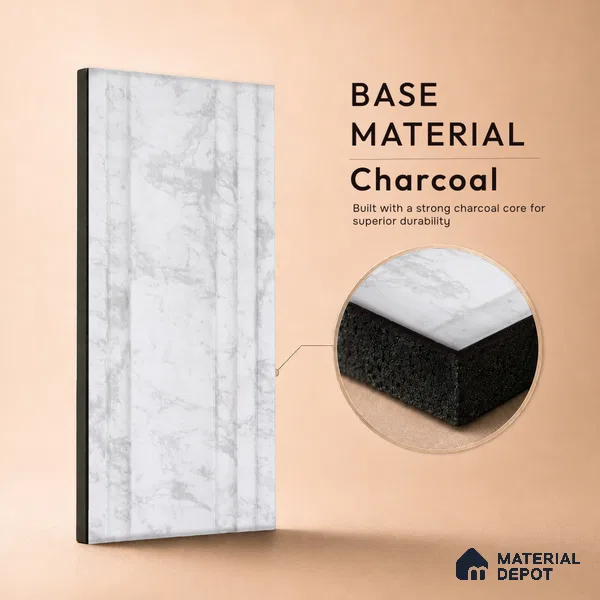 Dove Grey Marble Look PN 03555 9.5 ft x 4.7 inch Charcoal Panel - 12 mm | Suitable for Feature Wall, TV Unit & Living Room | Width is Subjected to 5% Variation