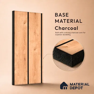 Wooden Look PN 05555 9.5 ft x 12 inch Charcoal Panel - 6 mm | Suitable for Feature Wall, TV Unit & Living Room | Width is Subjected to 5% Variation