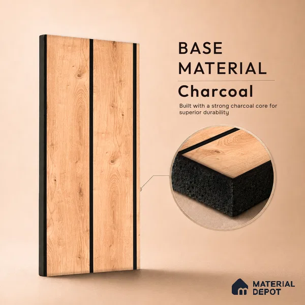 Wooden Look PN 05555 9.5 ft x 12 inch Charcoal Panel - 6 mm | Suitable for Feature Wall, TV Unit & Living Room | Width is Subjected to 5% Variation