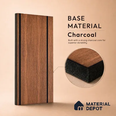 Wooden Look PN 05558 9.5 ft x 12 inch Charcoal Panel - 6 mm | Suitable for Feature Wall, TV Unit & Living Room | Width is Subjected to 5% Variation