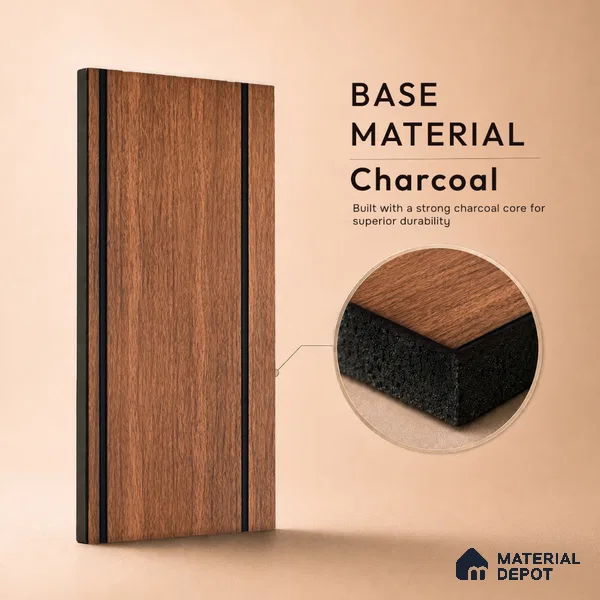Wooden Look PN 05558 9.5 ft x 12 inch Charcoal Panel - 6 mm | Suitable for Feature Wall, TV Unit & Living Room | Width is Subjected to 5% Variation