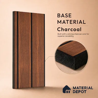 Wooden Look PN 05561 9.5 ft x 12 inch Charcoal Panel - 6 mm | Suitable for Feature Wall, TV Unit & Living Room | Width is Subjected to 5% Variation