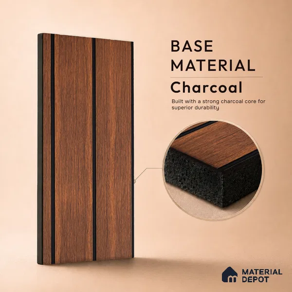 Wooden Look PN 05561 9.5 ft x 12 inch Charcoal Panel - 6 mm | Suitable for Feature Wall, TV Unit & Living Room | Width is Subjected to 5% Variation