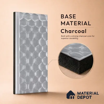 Cloud Grey Metallic Look PN 06073 9.5 ft x 4.7 inch Charcoal Panel - 7 mm | Suitable for Feature Wall, TV Unit & Living Room | Width is Subjected to 5% Variation