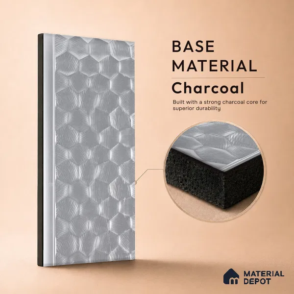 Cloud Grey Metallic Look PN 06073 9.5 ft x 4.7 inch Charcoal Panel - 7 mm | Suitable for Feature Wall, TV Unit & Living Room | Width is Subjected to 5% Variation