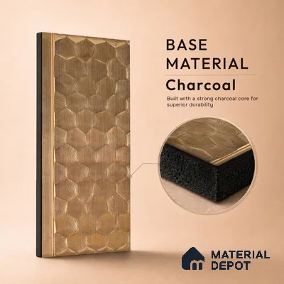 Teak Brown Metallic Look PN 06075 9.5 ft x 4.7 inch Charcoal Panel - 7 mm | Suitable for Feature Wall, TV Unit & Living Room | Width is Subjected to 5% Variation