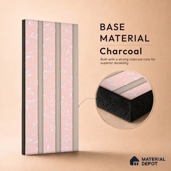 Baby Pink Luxury Look PN 06077 9.5 ft x 4.6 inch Charcoal Panel - 8 mm | Suitable for Feature Wall, TV Unit & Living Room | Width is Subjected to 5% Variation