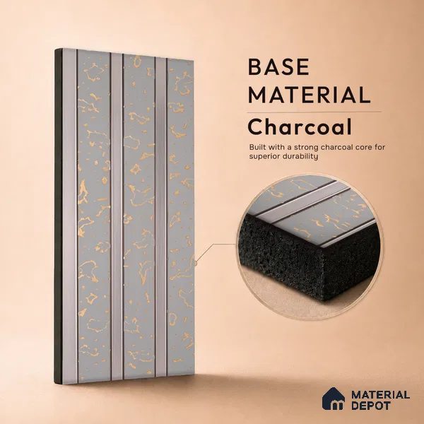 Cloud Grey Luxury Look PN 06081 9.5 ft x 4.6 inch Charcoal Panel - 8 mm | Suitable for Feature Wall, TV Unit & Living Room | Width is Subjected to 5% Variation