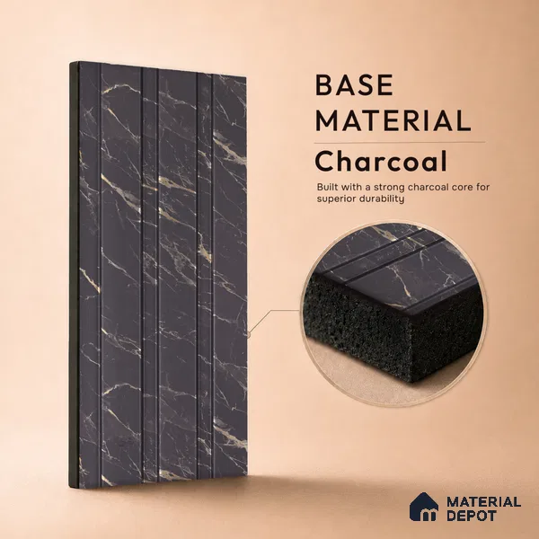 Graphite Grey Marble Look PN 06085 9.5 ft x 4.6 inch Charcoal Panel - 8 mm | Suitable for Feature Wall, TV Unit & Living Room | Width is Subjected to 5% Variation
