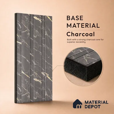 Mid Grey Marble Look PN 06087 9.5 ft x 4.6 inch Charcoal Panel - 8 mm | Suitable for Feature Wall, TV Unit & Living Room | Width is Subjected to 5% Variation