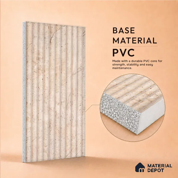 Warm Beige Marble Look PN 06536 8 ft x 3.6 inch Charcoal Panel - 6 mm | Suitable for TV Unit, Living Room & Bedroom | Width is Subjected to 5% Variation