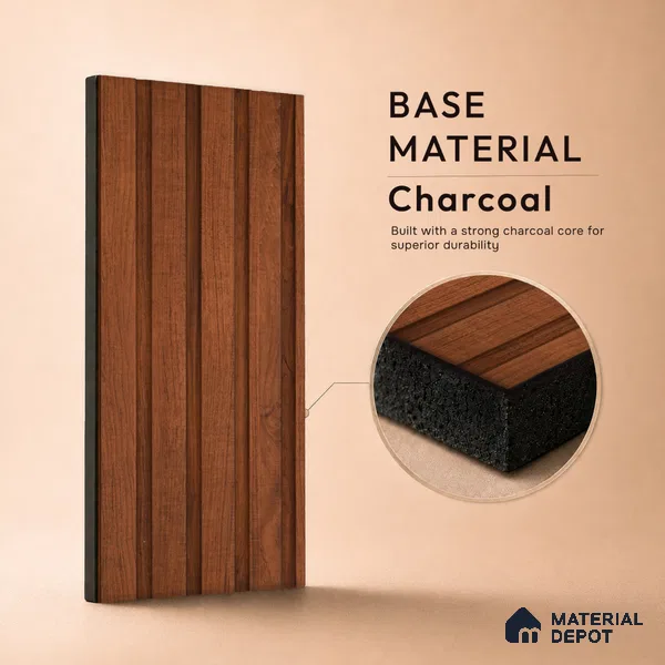 Wooden Look PN 06539 8 ft x 0.4 inch Charcoal Panel - 11 mm | Suitable for TV Unit, Living Room & Bedroom | Width is Subjected to 5% Variation