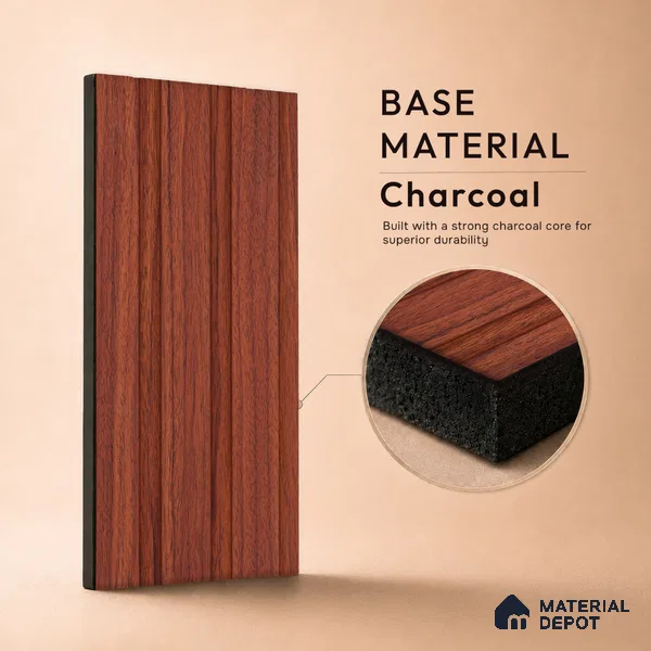 Wooden Look PN 06843 9.2 ft x 4.9 inch Charcoal Panel - 12 mm | Suitable for Living Room, Bedroom & TV Cabinet | Width is Subjected to 5% Variation