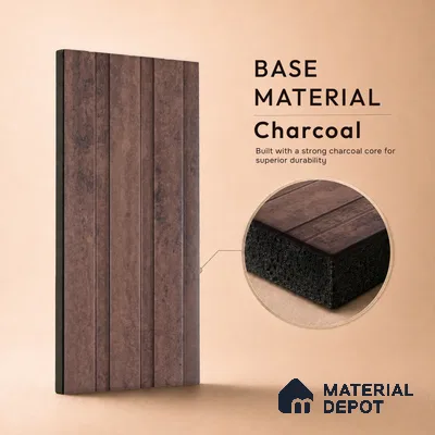 Wooden Look PN 06849 9.2 ft x 4.9 inch Charcoal Panel - 12 mm | Suitable for Living Room, Bedroom & TV Cabinet | Width is Subjected to 5% Variation