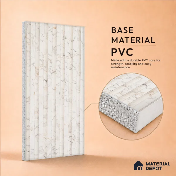 Dove Grey Marble Look PN 06968 8 ft x 10 inch PVC Panel - 10 mm | Suitable for Living Room, Bedroom & Office | Width is Subjected to 5% Variation