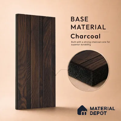 Wooden Look PN 07063 9.5 ft x 4.6 inch Charcoal Panel - 8 mm | Suitable for Feature Wall, TV Unit & Living Room | Width is Subjected to 5% Variation