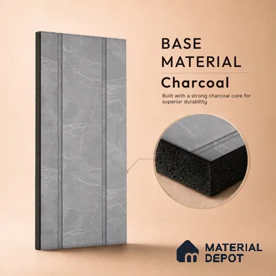 Cloud Grey Marble Look PN 07065 9.5 ft x 9.8 inch Charcoal Panel - 10 mm | Suitable for Feature Wall, TV Unit & Living Room | Width is Subjected to 5% Variation
