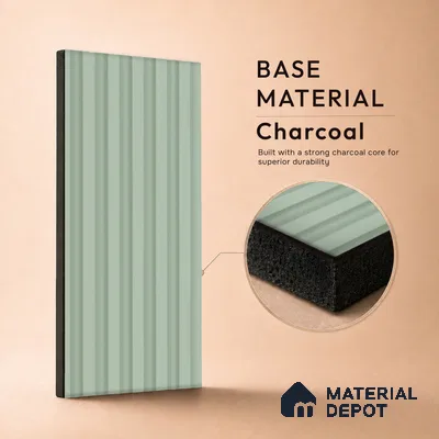 Ash Grey Plain Colour Look PN 07073 9.5 ft x 4.9 inch Charcoal Panel - 10 mm | Suitable for Feature Wall, TV Unit & Living Room | Width is Subjected to 5% Variation