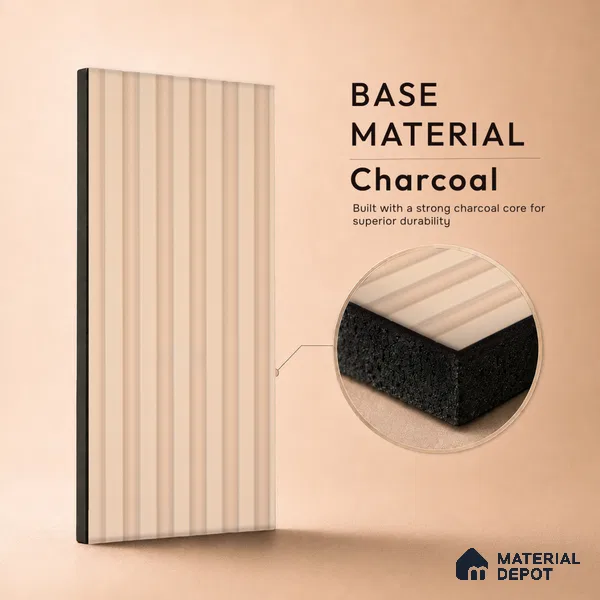 Warm Beige Plain Colour Look PN 07075 9.5 ft x 4.9 inch Charcoal Panel - 10 mm | Suitable for Feature Wall, TV Unit & Living Room | Width is Subjected to 5% Variation