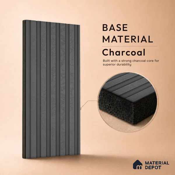 Dark Grey Patterned Look PN 07078 9.5 ft x 4.9 inch Charcoal Panel - 10 mm | Suitable for Feature Wall, TV Unit & Living Room | Width is Subjected to 5% Variation