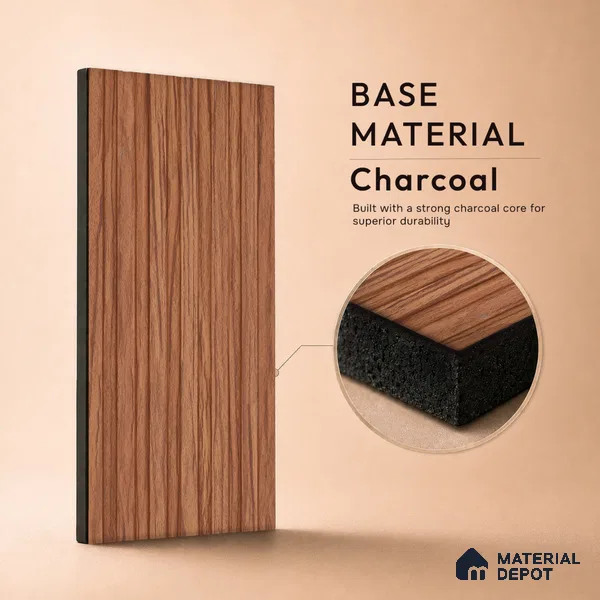 Wooden Look PN 07099 10 ft x 4.9 inch Charcoal Panel - 6 mm | Suitable for Feature Wall, TV Unit & Living Room | Width is Subjected to 5% Variation