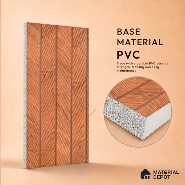 Copper Orange Marble Look PN 07379 8 ft x 9.6 inch PVC Panel - 10 mm | Suitable for Living Room, Bedroom & Office | Width is Subjected to 5% Variation
