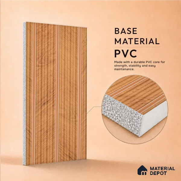 Wooden Look PN 07391 8 ft x 9.6 inch PVC Panel - 10 mm | Suitable for Living Room, Bedroom & Office | Width is Subjected to 5% Variation