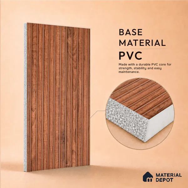 Wooden Look PN 07406 8 ft x 12 inch PVC Panel - 10 mm | Suitable for Living Room, Bedroom & Office | Width is Subjected to 5% Variation