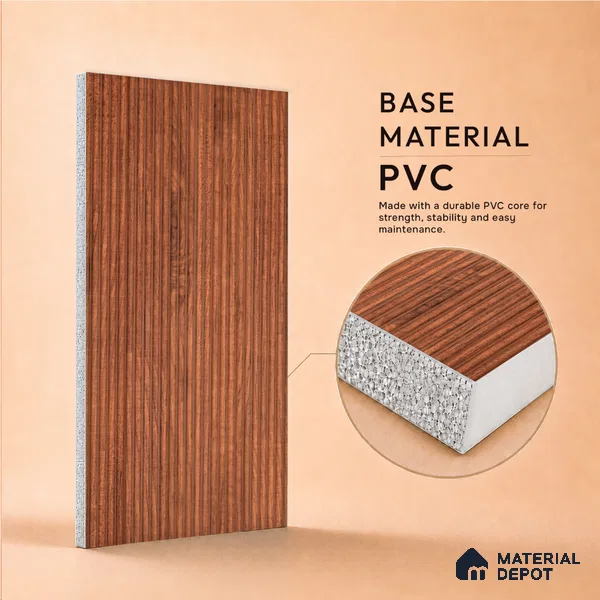 Wooden Look PN 07407 8 ft x 12 inch PVC Panel - 10 mm | Suitable for Living Room, Bedroom & Office | Width is Subjected to 5% Variation