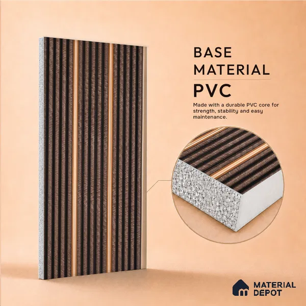 Cappucino Brown Patterned Look PN 07446 8 ft x 4.8 inch PVC Panel - 10 mm | Suitable for Living Room, Bedroom & Office | Width is Subjected to 5% Variation