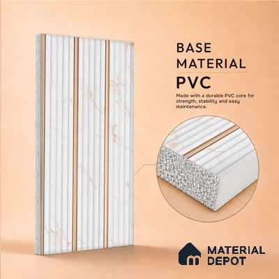 Dove Grey Marble Look PN 07447 8 ft x 4.8 inch PVC Panel - 10 mm | Suitable for Living Room, Bedroom & Office | Width is Subjected to 5% Variation
