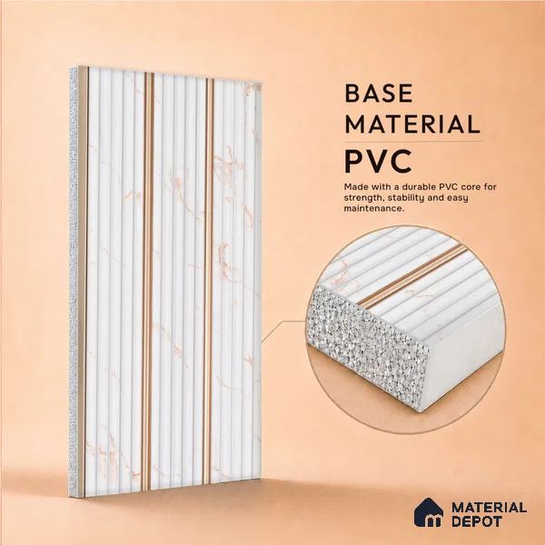 Dove Grey Marble Look PN 07447 8 ft x 4.8 inch PVC Panel - 10 mm | Suitable for Living Room, Bedroom & Office | Width is Subjected to 5% Variation