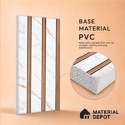 Ivory Pearl Marble Look PN 07459 8 ft x 4.8 inch PVC Panel - 10 mm | Suitable for Living Room, Bedroom & Office | Width is Subjected to 5% Variation