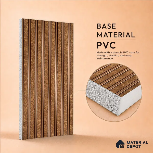 Mud Brown Stone Look PN 07470 8 ft x 4.8 inch PVC Panel - 10 mm | Suitable for Living Room, Bedroom & Office | Width is Subjected to 5% Variation
